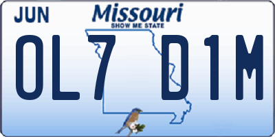MO license plate OL7D1M