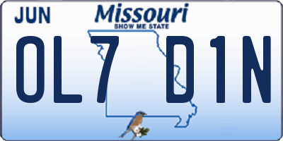 MO license plate OL7D1N