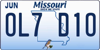 MO license plate OL7D1O