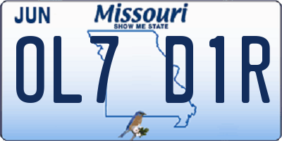 MO license plate OL7D1R