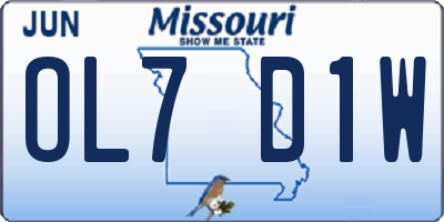 MO license plate OL7D1W