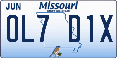MO license plate OL7D1X