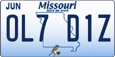 MO license plate OL7D1Z