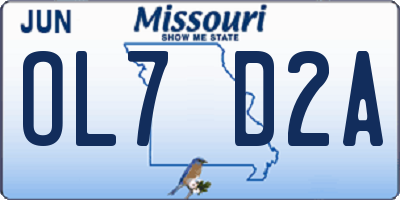 MO license plate OL7D2A