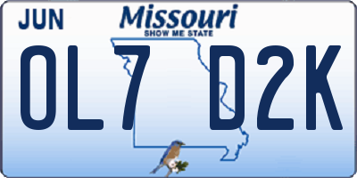 MO license plate OL7D2K