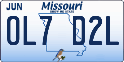 MO license plate OL7D2L