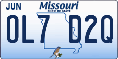 MO license plate OL7D2Q