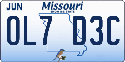 MO license plate OL7D3C