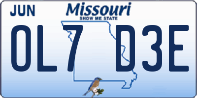 MO license plate OL7D3E