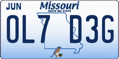 MO license plate OL7D3G