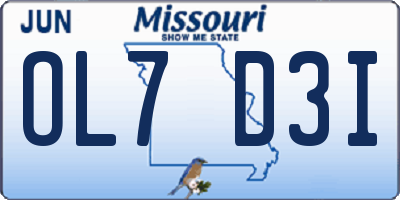 MO license plate OL7D3I