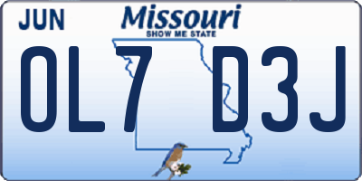 MO license plate OL7D3J