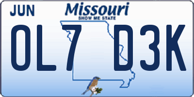 MO license plate OL7D3K