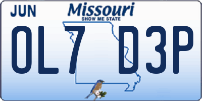 MO license plate OL7D3P