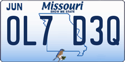 MO license plate OL7D3Q