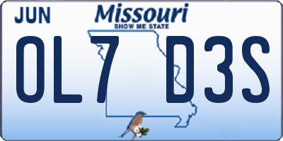 MO license plate OL7D3S