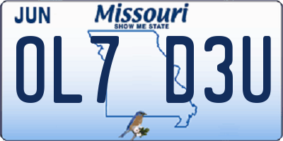 MO license plate OL7D3U
