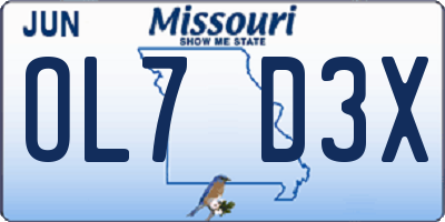MO license plate OL7D3X
