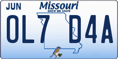 MO license plate OL7D4A