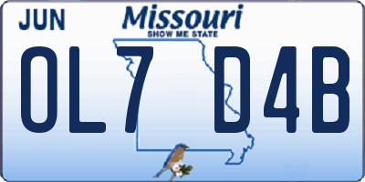 MO license plate OL7D4B