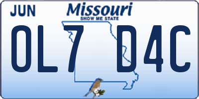 MO license plate OL7D4C