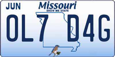 MO license plate OL7D4G