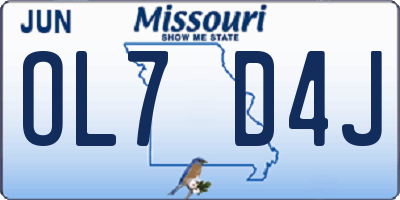 MO license plate OL7D4J