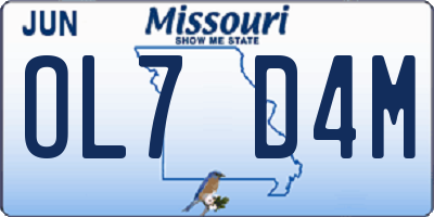 MO license plate OL7D4M
