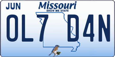 MO license plate OL7D4N