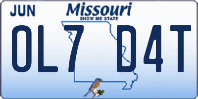 MO license plate OL7D4T