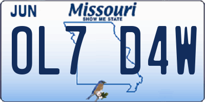MO license plate OL7D4W