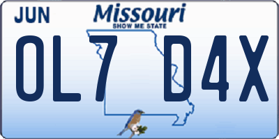 MO license plate OL7D4X