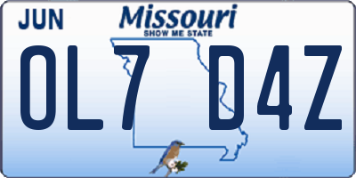 MO license plate OL7D4Z