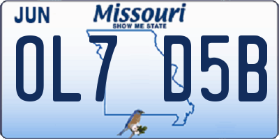 MO license plate OL7D5B