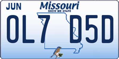 MO license plate OL7D5D