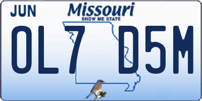 MO license plate OL7D5M