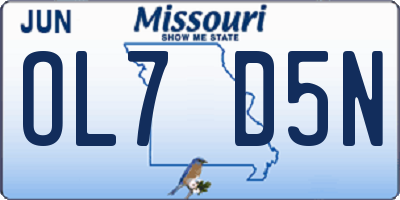 MO license plate OL7D5N