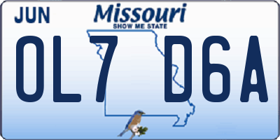 MO license plate OL7D6A