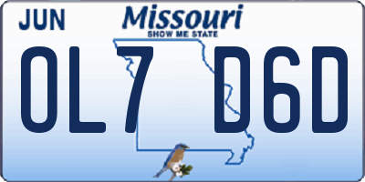MO license plate OL7D6D
