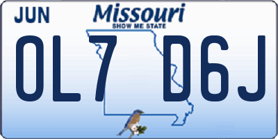 MO license plate OL7D6J