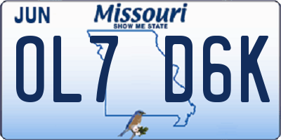 MO license plate OL7D6K