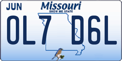MO license plate OL7D6L
