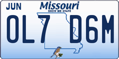 MO license plate OL7D6M
