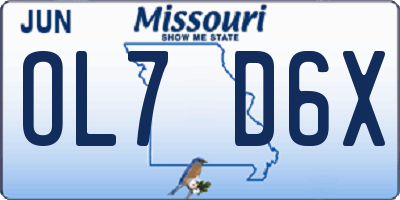 MO license plate OL7D6X