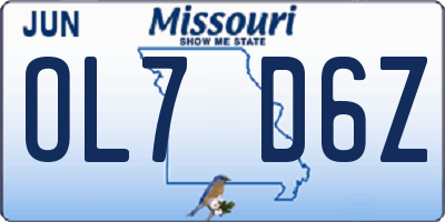 MO license plate OL7D6Z