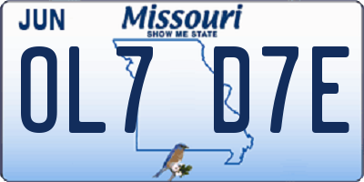 MO license plate OL7D7E
