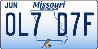 MO license plate OL7D7F