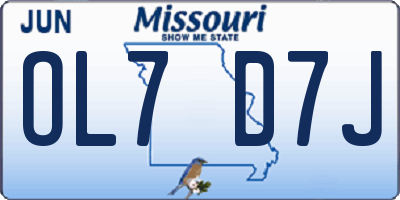 MO license plate OL7D7J