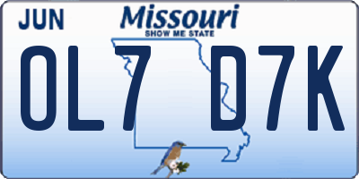 MO license plate OL7D7K
