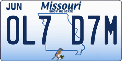 MO license plate OL7D7M